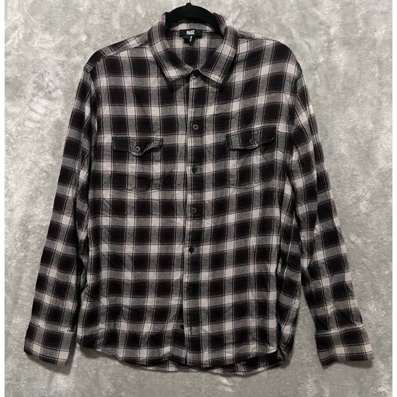 PAIGE Other - Paige Mens Everett Button Down Shirt Large Plaid Rayon Cotton Soft Flannel